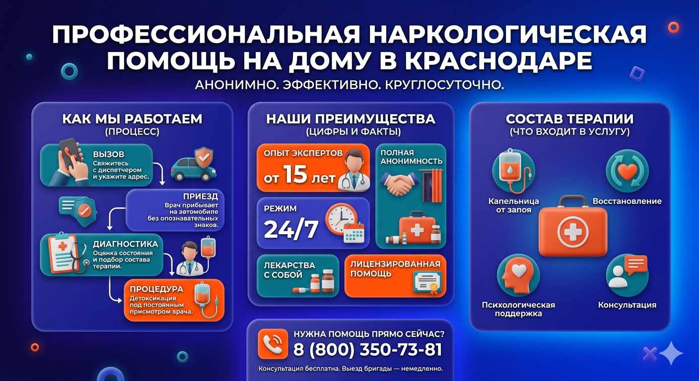 Инфографика о принципах лечения алкоголизма на дому в Плесецке: этапы вызова нарколога, преимущества анонимной детоксикации и состав медицинской помощи.